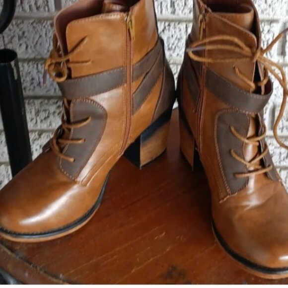 Pierre Dumas Ravenna-Two Tone Brown Lace Up Heeled Boots 8.5🆕📦⌚🏃🏻💨⚡🚚 - Picture 2 of 12